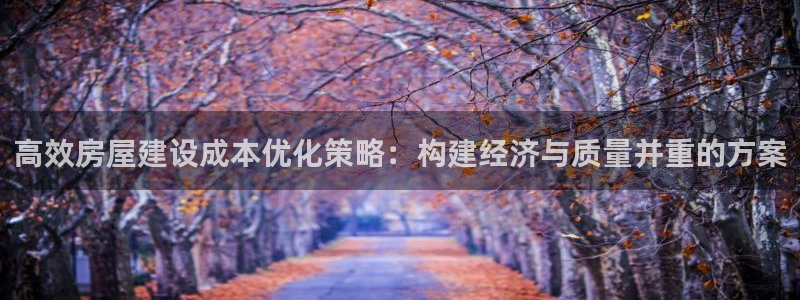富联娱乐元哥是谁的老婆：高效房屋建设成本优化策略：构建经济与质量并重的方案